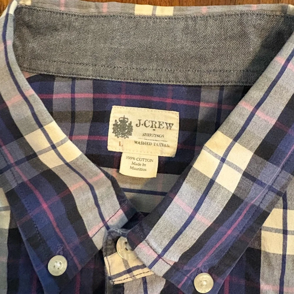 J. Crew Men's Purple and Blue Plaid Shirt - Picture 3 of 3